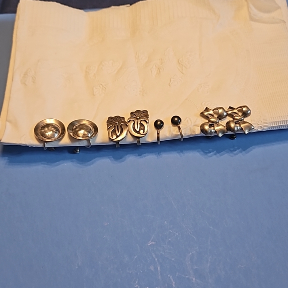 Four pairs vintage sterling silver earrings